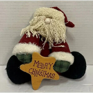 Santa Claus Holding Star Plush‎ Christmas Shelf Sitter 6 Inch Sitting